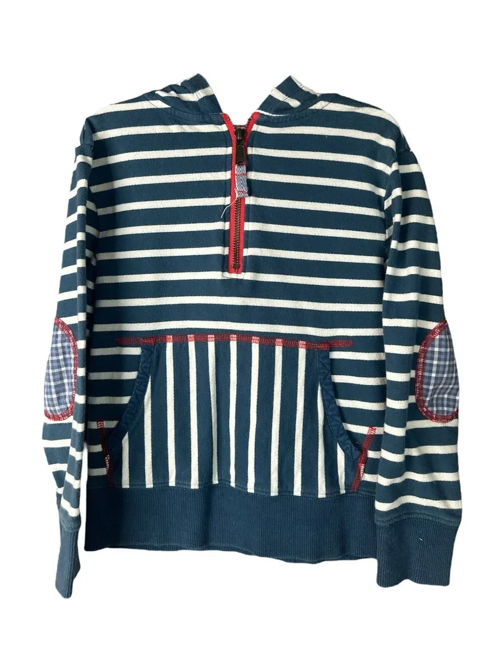 Matilda Jane X Joanna Gaines Unisex Blue White Stripe Quarter Zip Hoodie Size 4